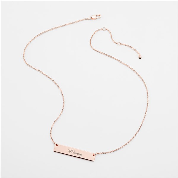 Engraved Rose Gold Bar Necklace - 46114