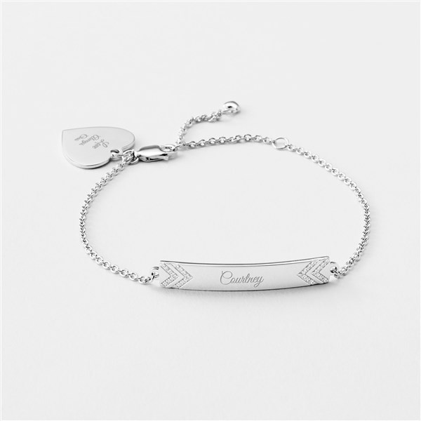 Engraved Sterling Silver Herringbone ID bracelet - 46122