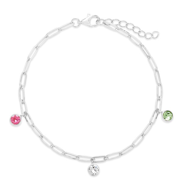 Custom Paperclip Chain Birthstone Charm Bracelet  - 46140D