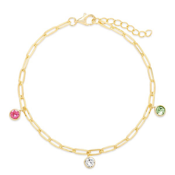 Custom Paperclip Chain Birthstone Charm Bracelet  - 46140D