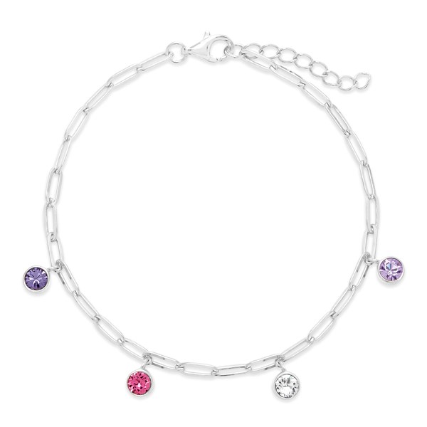 Custom Paperclip Chain Birthstone Charm Bracelet  - 46140D