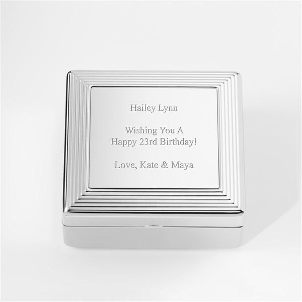 Engraved Silver Stepped Edge Jewelry Box - 46149