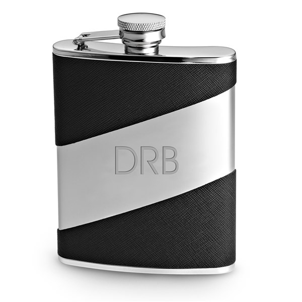 Engraved Monogram Diagonal Stripe Flask - 46166