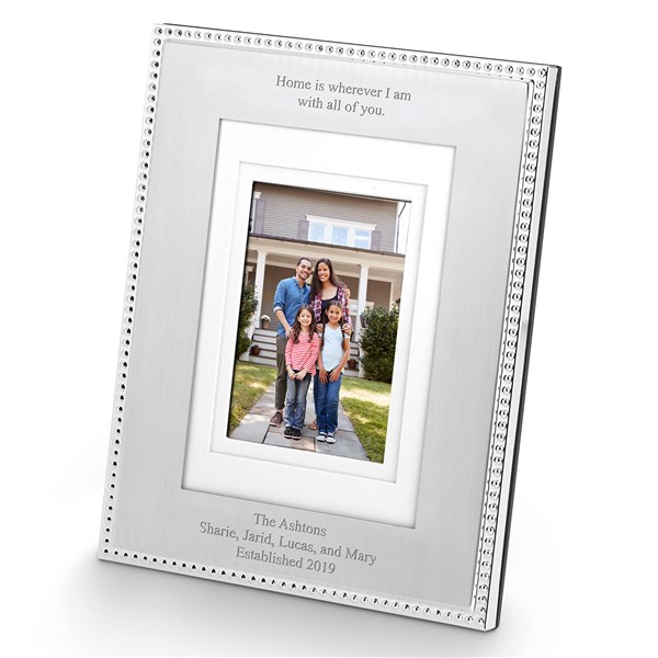  Engraved Silver Beaded 5x7 Picture Horizontal Frame - 46194