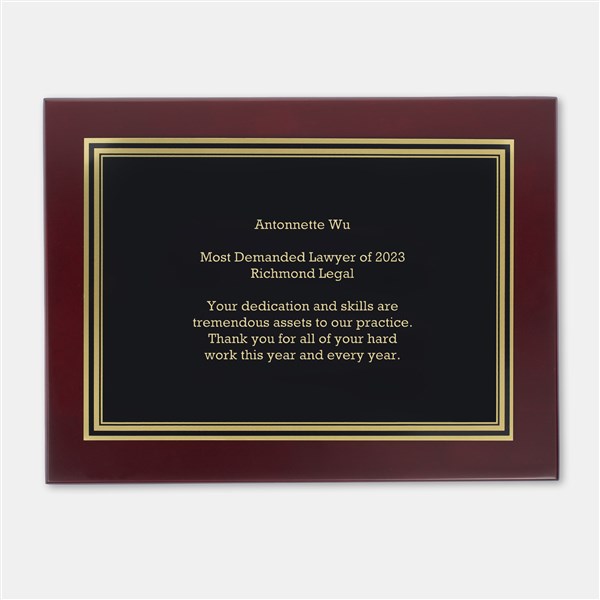 Engraved Mahogany Finish Large Plaque   - 46227