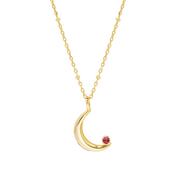 Custom Birthstone Crescent Moon Pendant - 46233D