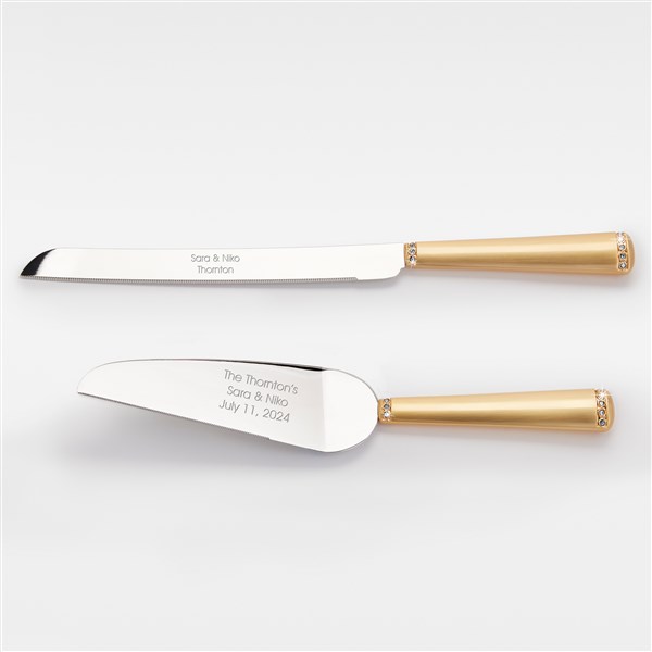 Engraved Gold Princess Wedding Cake Server Set  - 46321