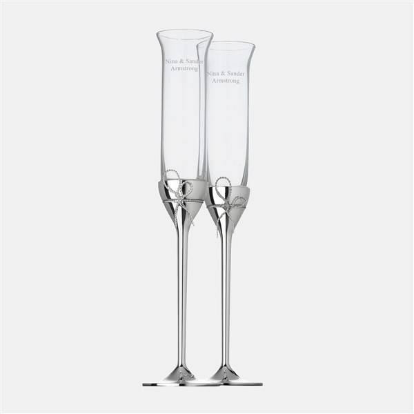 Engraved Vera Wang Wedgwood Love Knots Silver Toasting Flute Pair - 47105