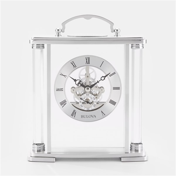 Bulova Adrienne Silver and Glass Clock   - 47158