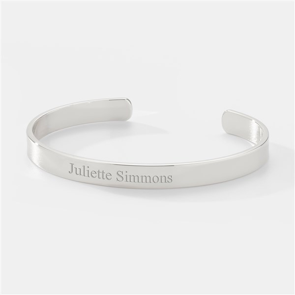 Engraved Slim Silver Plated Cuff Bracelet   - 47189