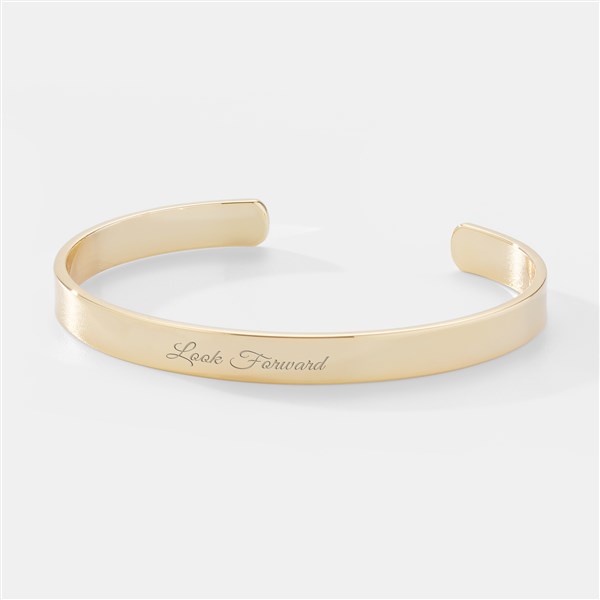 Engraved Slim Gold Plated Cuff Bracelet     - 47190