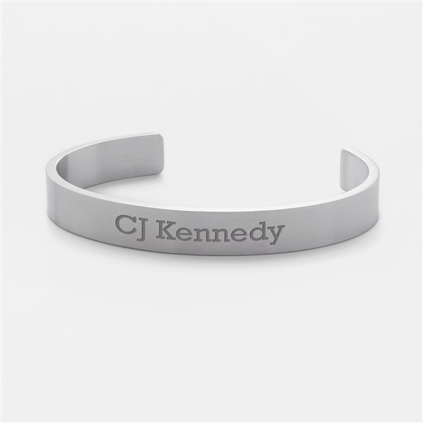 Engraved Stainless Silver Cuff Bracelet   - 47192