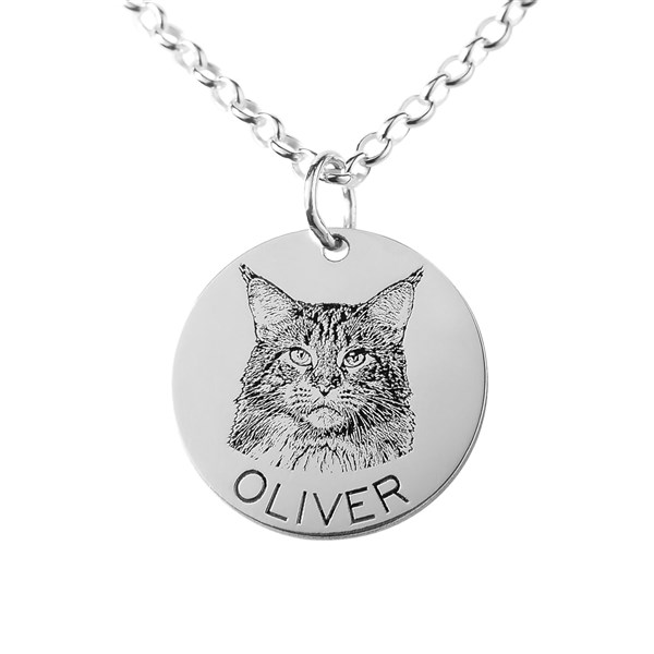 Personalized Antiqued Pet Portrait Necklace  - 47519D