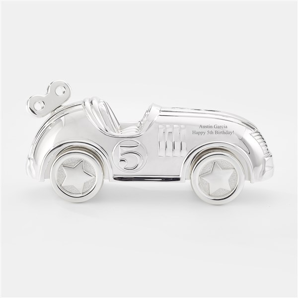 Engraved Reed & Barton Race Car Coin Bank      - 47553