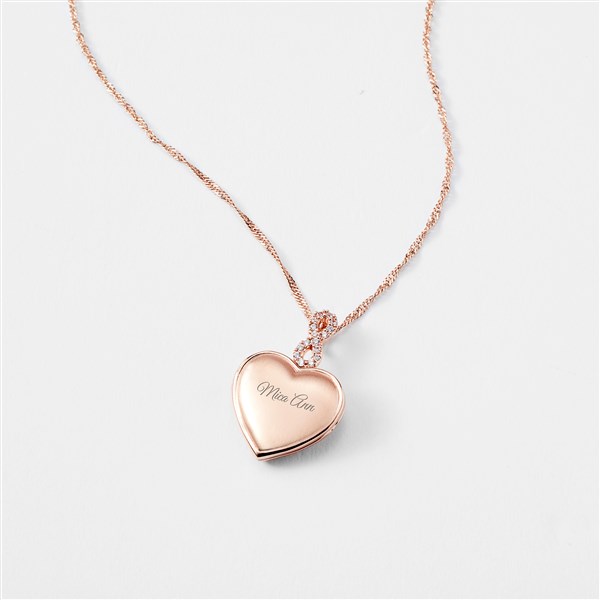 Engraved Rose Gold Infinity Bail Heart Locket   - 47595