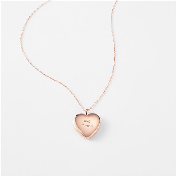 Engraved Rose Gold Over Sterling Silver Heart Locket - 47621