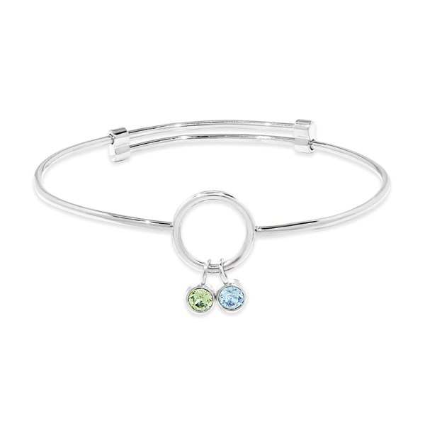  Custom Birthstone Charm Bangle Bracelet - 47988D