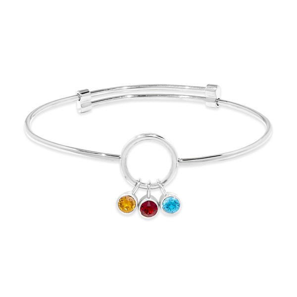  Custom Birthstone Charm Bangle Bracelet - 47988D