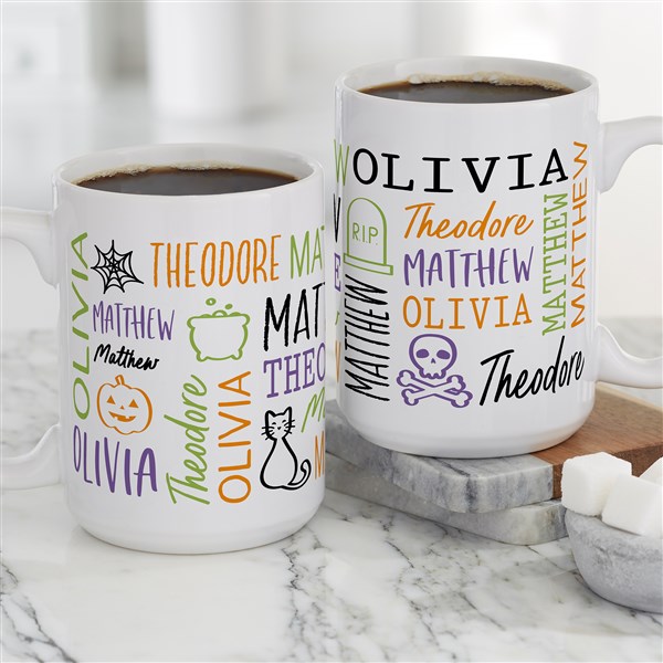 Halloween Repeating Name Personalized Coffee Mugs - 48166