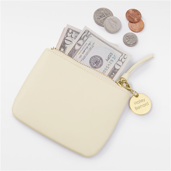 Engraved Off-White Leather Coin Purse    - 48212