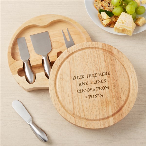 Write Your Own Personalized Round Cheese Board & Tool Set - 48355