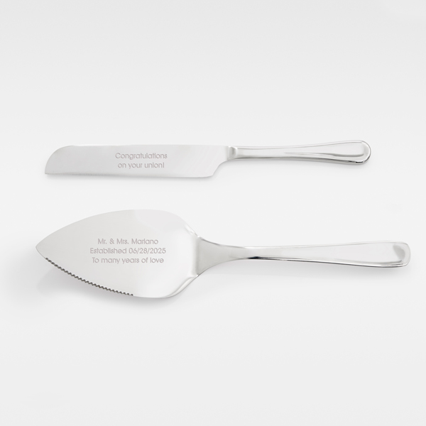 Engraved Stainless Silver Cake Server Set    - 48479