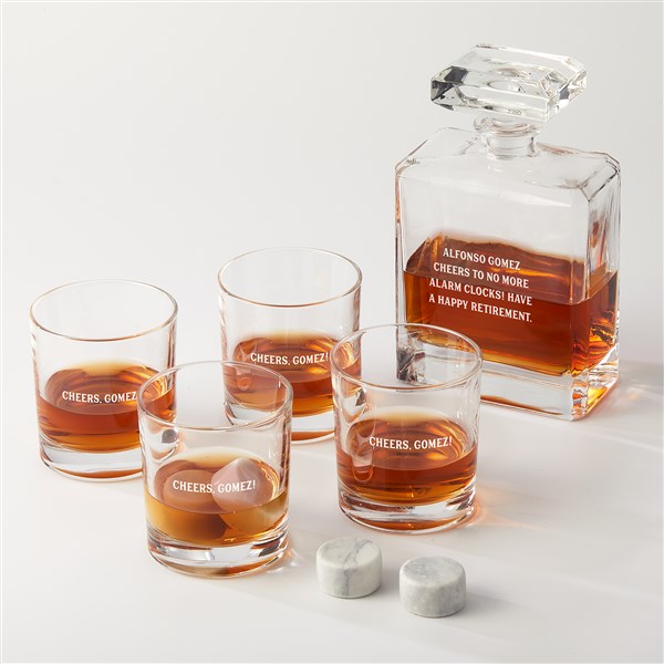 Etched Godinger Chateau Decanter and Glass 9 Piece Set   - 48549