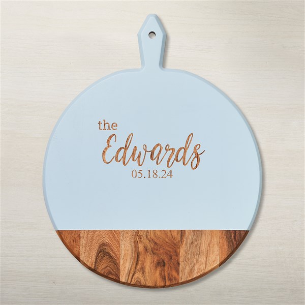 Personalized Acacia Blue Round Board with Handle - 48612D