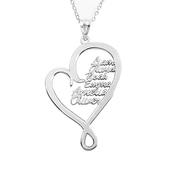 Personalized Family Hugging Heart Pendant - 48692D