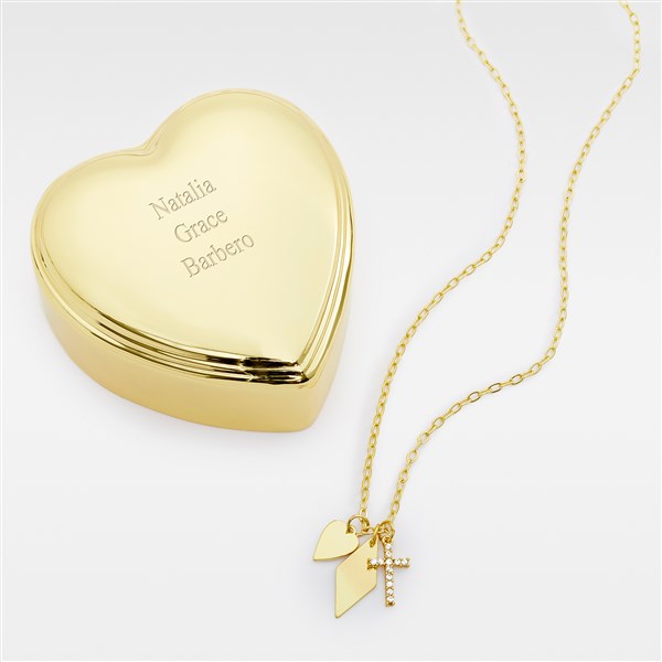 Engraved Heart Box and Multi Charm Demi Necklace Set  - 48747