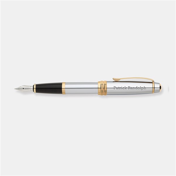 Engraved Cross Bailey Medalist Chrome & 23K Gold Fountain Pen - 49297