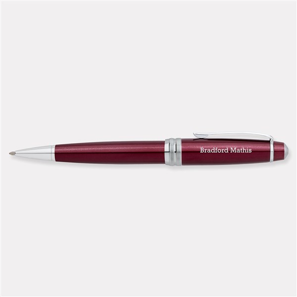 Engraved Cross Bailey Red Lacquer & Chrome Ballpoint Pen    - 49302