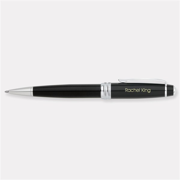 Engraved Cross Bailey Black Lacquer & Chrome Ballpoint Pen    - 49303