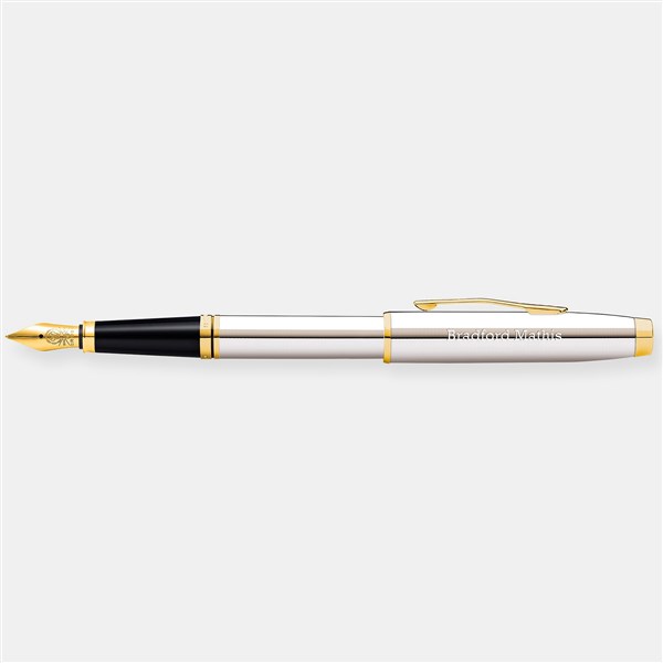 Engraved Cross Coventry Chrome & Gold Fountain Pen - 49304