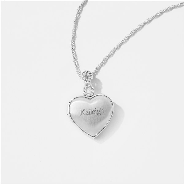 Engraved Silver-Plated Infinity Bail Heart Locket   - 49625