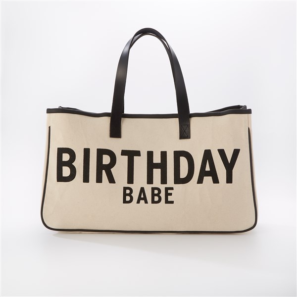 Birthday Babe Canvas and Leather Tote Bag - 49866