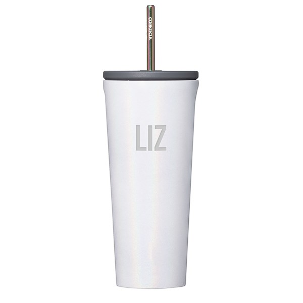 Engraved Corkcicle Monogram 24oz Cold Cup with Straw in Unicorn Magic   - 50225