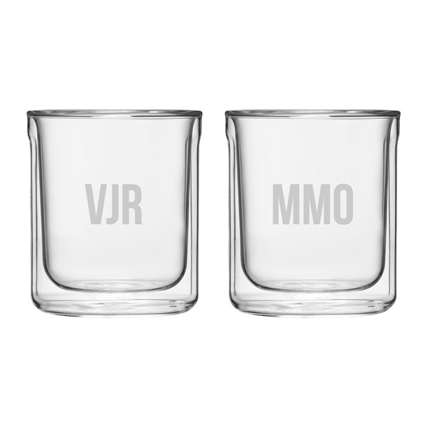 Etched Corkcicle Monogram Double Walled Rocks Glass Set    - 50254