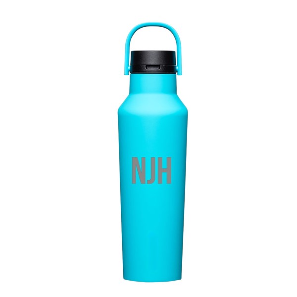 Engraved Corkcicle Monogram 20oz Sport Bottle in Capri Blue    - 50258