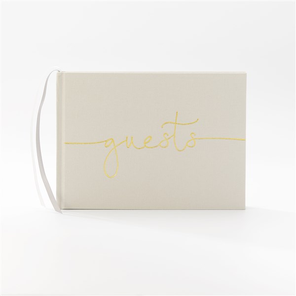 Ivory & Gold &quot;Guests&quot; Signature Book   - 50337