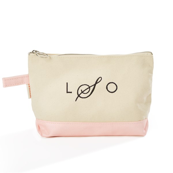 Embroidered Metallic Cosmetic Bag in Rose Gold - 50390