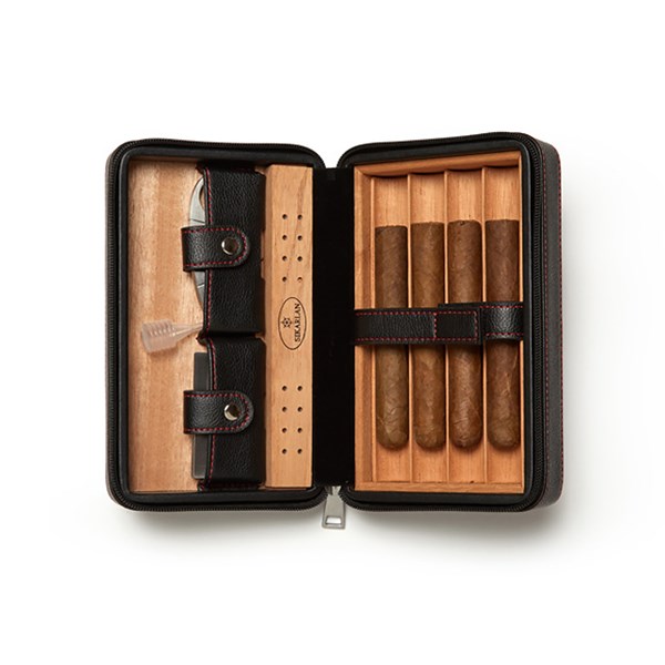 Engraved Leather and Cedar Cigar Humidor Case - 50425