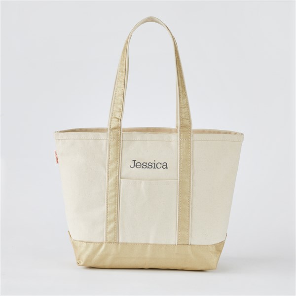 Embroidered Metallic Gold Tote for Kittenish by Jessie James Decker - Centered Text  - 50541