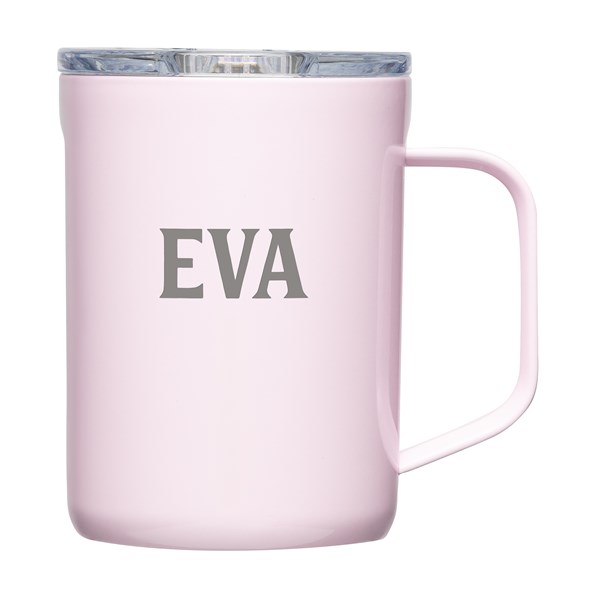 Engraved Corkcicle Monogram 16oz Insulated Mug in Powder Pink  - 50612