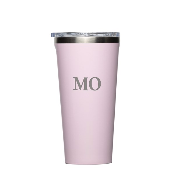 Engraved Corkcicle Monogram 16oz Regular Tumbler in Powder Pink  - 50648