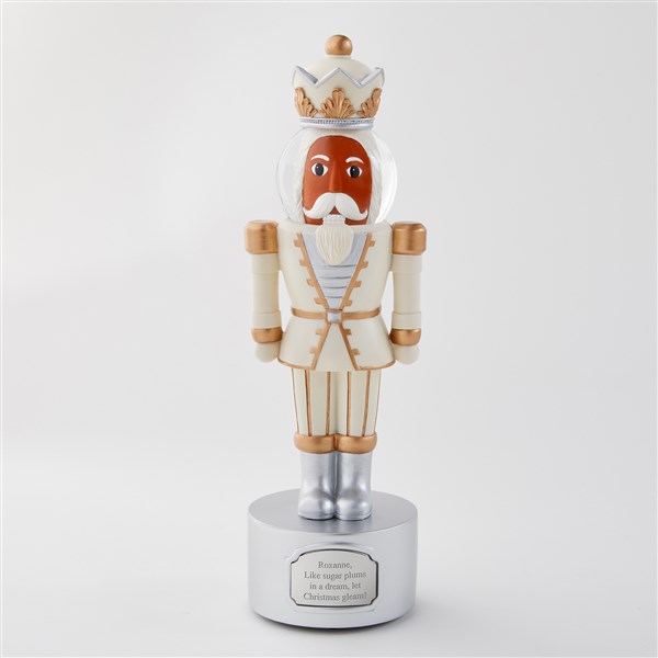 Engraved Figural Nutcracker Musical Snow Globe with Dark Brown Skin Tone   - 50992