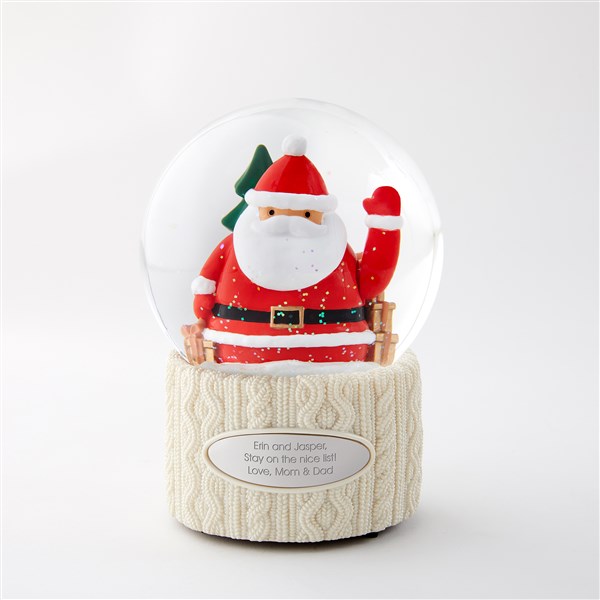 Engraved Waving Santa Snow Globe in Light Tone   - 51002