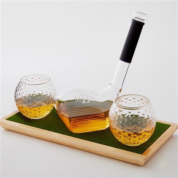 Etched Golf Decanter and Glass Whiskey Set    - 51010