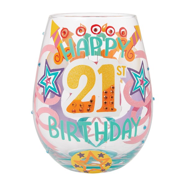 Happy 21st Birthday Stemless Wine Glass   - 51148