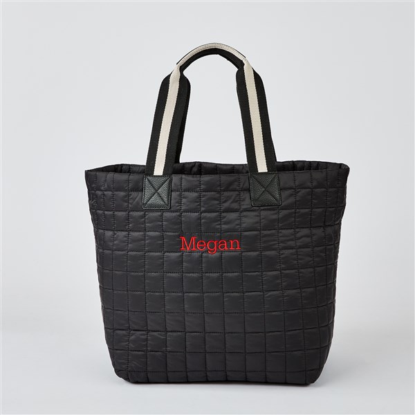 Embroidered Shiraleah Quilted Large Travel Tote in Black   - 51223